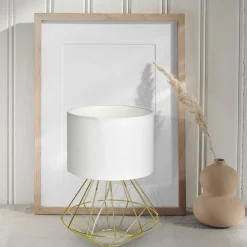 Sklep Kaja Lampka stołowa z białym abażurem, złota podstawa MLP6268 z serii LUPO | Kaja Ośw