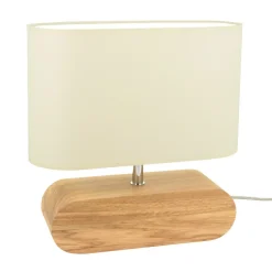 Sklep Kaja Lampka stołowa z drewna z kremowym abażurem 7612074 MARINNA | Kaja