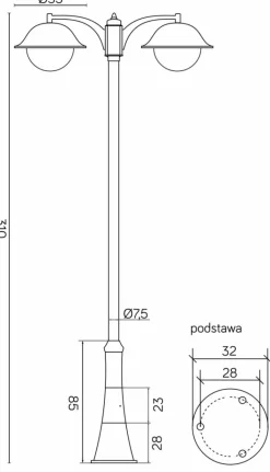 Sklep Kaja Latarnia, dwa punkty światła, wys. 3m OGMW 2 O-BD z serii PRINCE MAX | Kaja Oświ