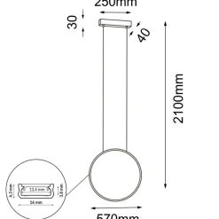 Clearance Ledowa obręcz na pionowym zwisie ⌀57cm 4000K ANT 5302 AGARO | Kaja Żyrandole Nowoczesne