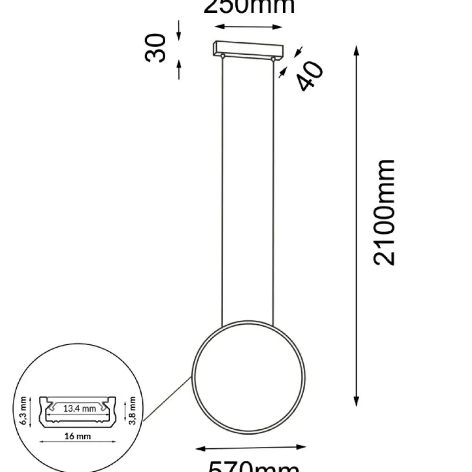 Clearance Ledowa obręcz na pionowym zwisie ⌀57cm 4000K ANT 5302 AGARO | Kaja Żyrandole Nowoczesne