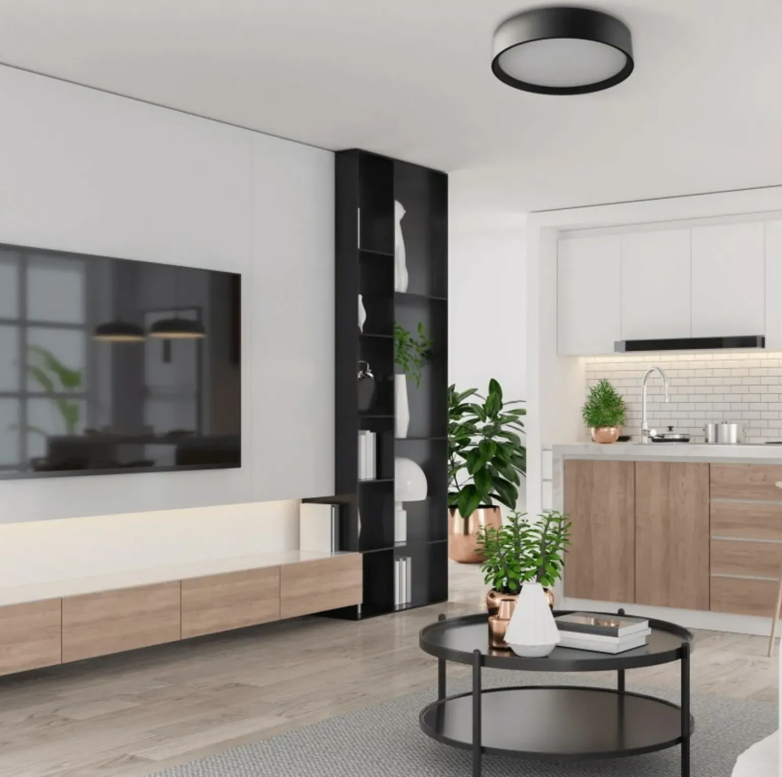 Hot Ledowy, czarny, okrągły plafon LP-043/1C BK HUDSON | Kaja Oświetlenie Żyrandole Nowoczesne