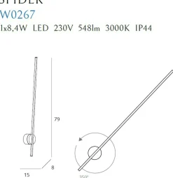 Sklep Kaja Ledowy, prosty, kinkiet łazienkowy MX W0267 SPIDER | Kaja Oświetlenie