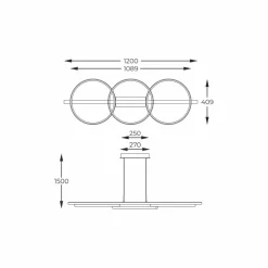 Outlet Ledowy zwis z okręgami, lampa nad stół MD3913-3-3BWLT ALMERIA | Kaja Żyrandole Nowoczesne