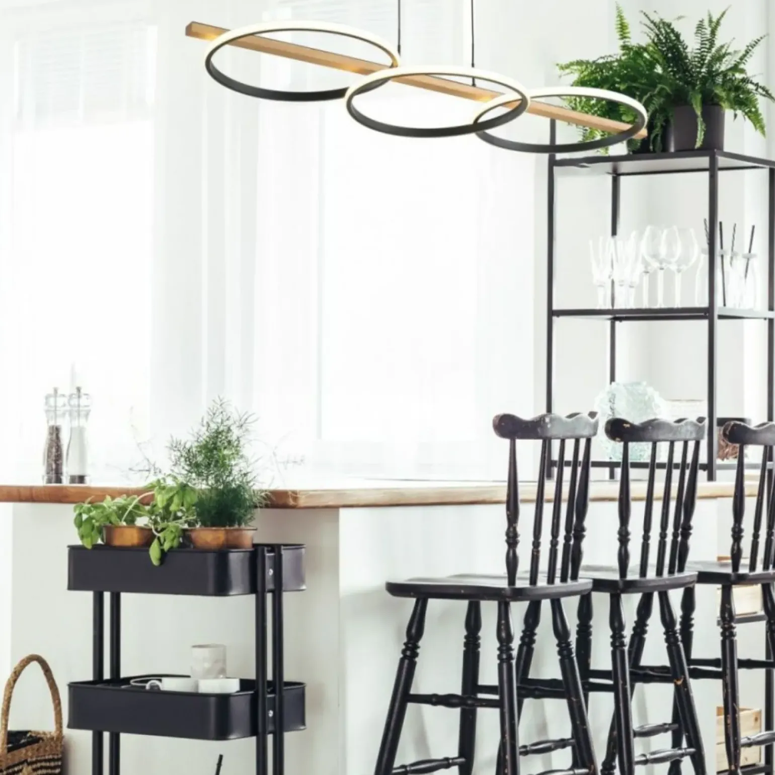 Outlet Ledowy zwis z okręgami, lampa nad stół MD3913-3-3BWLT ALMERIA | Kaja Żyrandole Nowoczesne