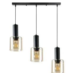 Best Liniowa lampa wisząca z bursztynowymi kliszami 33-21311 ISAR | Kaja Żyrandole Nowoczesne