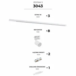 Sklep Kaja Listwa 3m natynkowa zestaw 1-fazowy z reflektorami ZM 3043 | Kaja