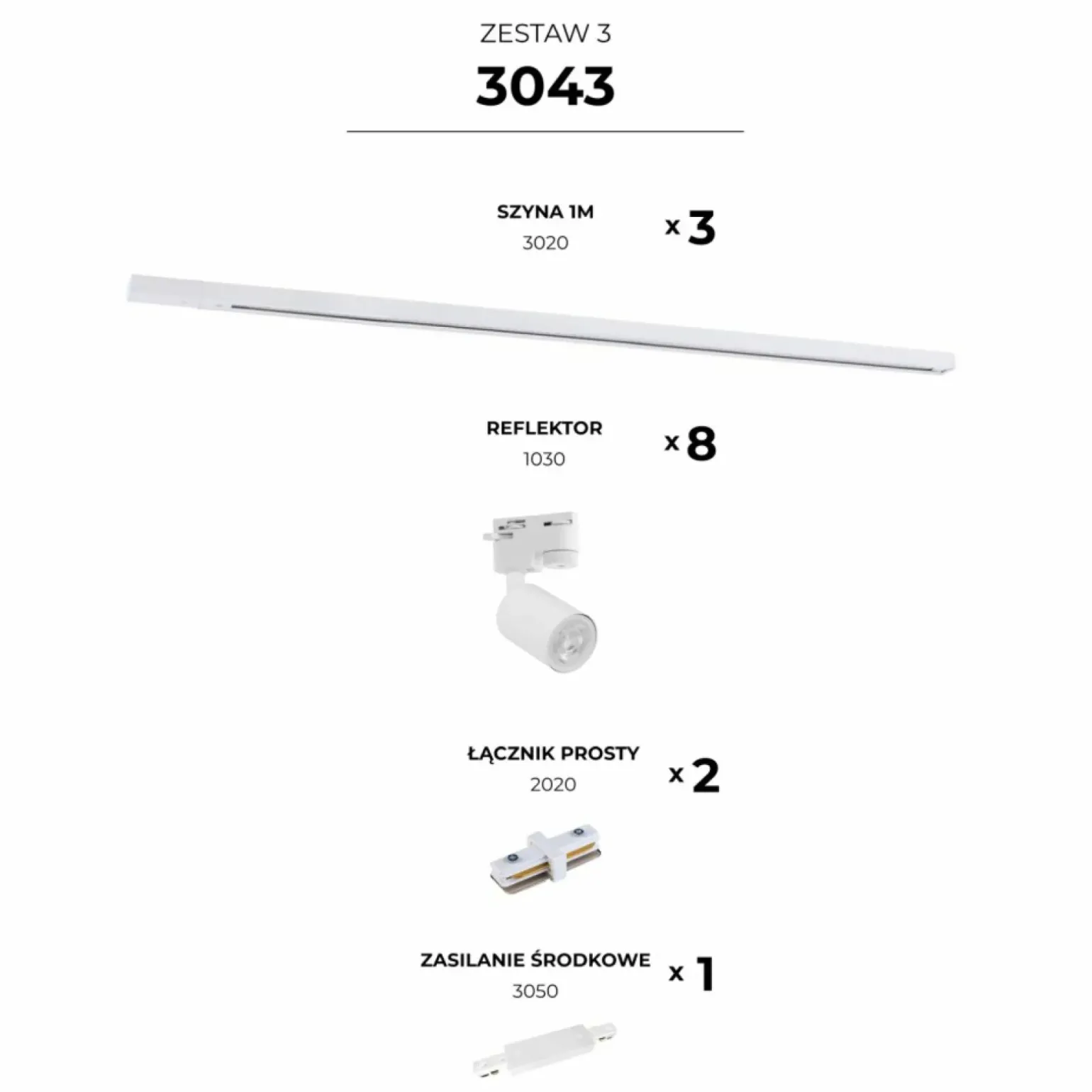 Sklep Kaja Listwa 3m natynkowa zestaw 1-fazowy z reflektorami ZM 3043 | Kaja