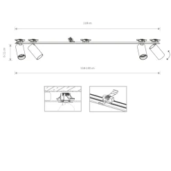 Sklep Kaja Listwa podtynkowa z tubami, w kolorze u 7747 | Kaja Oświetlenie