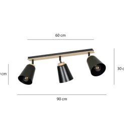 Fashion Listwa sufitowa z 3 kloszami w kolorze czarnym 725/3 | Kaja Żyrandole Nowoczesne