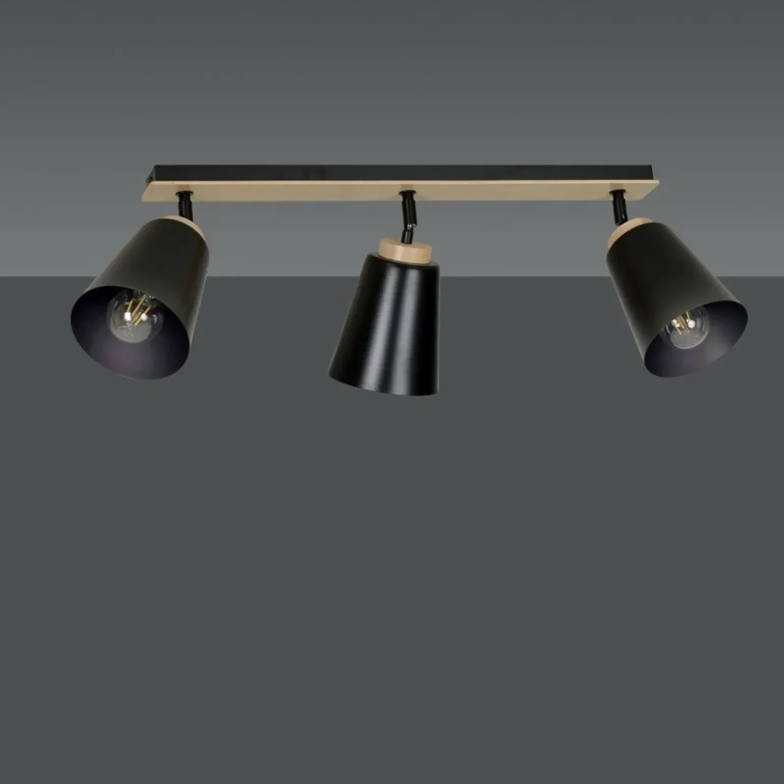 Fashion Listwa sufitowa z 3 kloszami w kolorze czarnym 725/3 | Kaja Żyrandole Nowoczesne