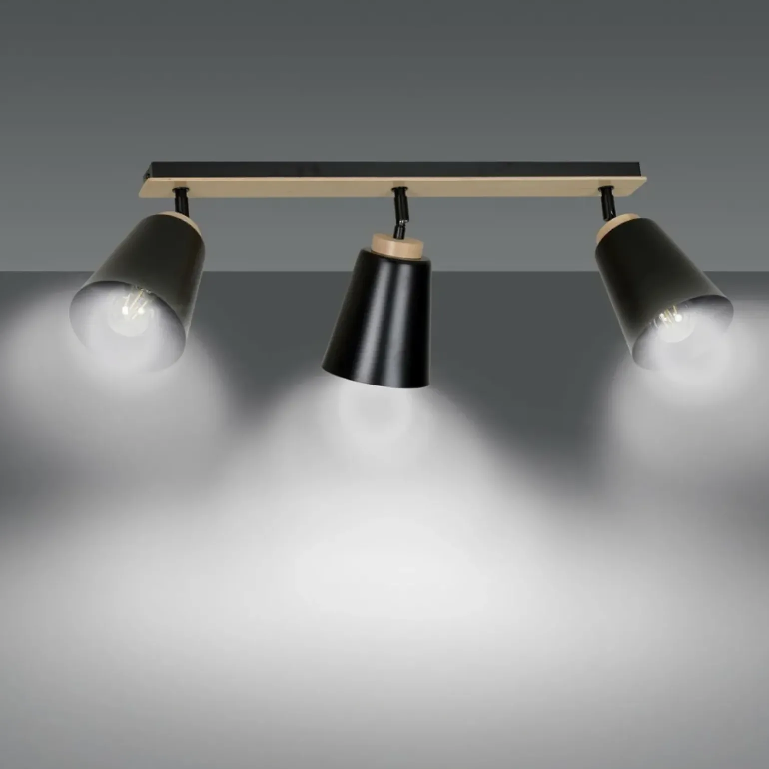 Fashion Listwa sufitowa z 3 kloszami w kolorze czarnym 725/3 | Kaja Żyrandole Nowoczesne