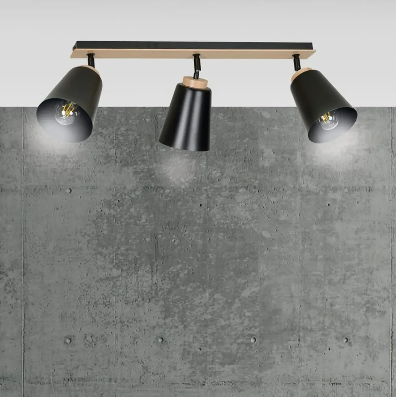 Fashion Listwa sufitowa z 3 kloszami w kolorze czarnym 725/3 | Kaja Żyrandole Nowoczesne