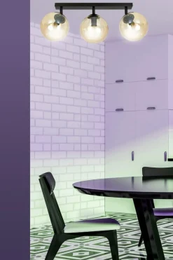 Hot Listwa sufitowa z 3 kloszami w kolorze miodu 778/3 | Kaja Oświetlenie Żyrandole Nowoczesne