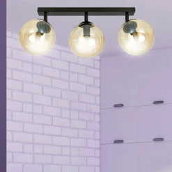 Hot Listwa sufitowa z 3 kloszami w kolorze miodu 778/3 | Kaja Oświetlenie Żyrandole Nowoczesne