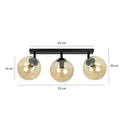 Hot Listwa sufitowa z 3 kloszami w kolorze miodu 778/3 | Kaja Oświetlenie Żyrandole Nowoczesne