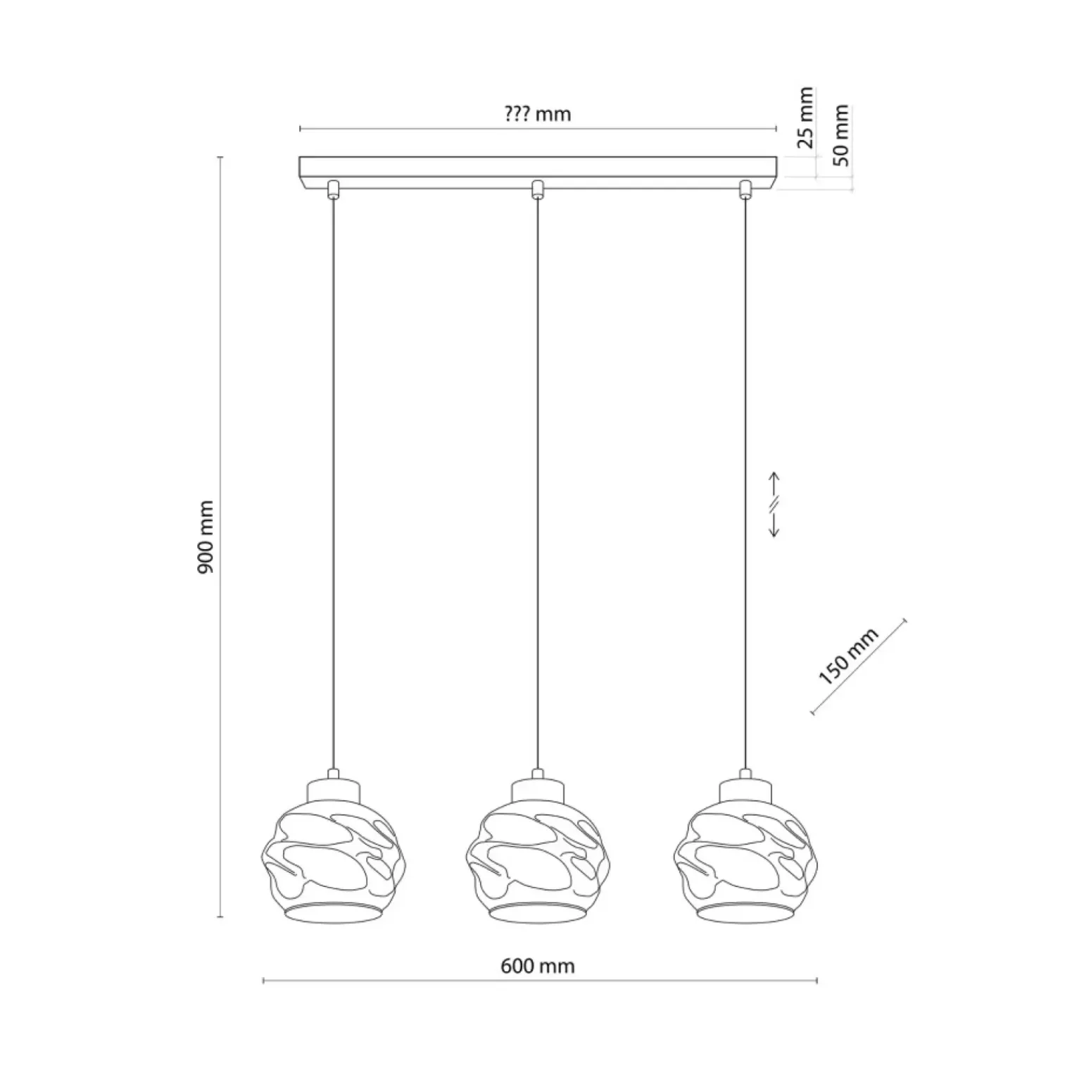 Shop Listwa sufitowa ze zwisami z ozdobnymi kloszami TK 5725 z serii ZULIA Żyrandole Nowoczesne