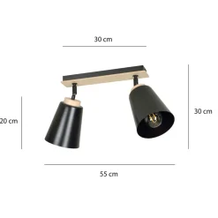 Sale Listwa w kolorze drewna z dwoma kloszami 725/2 | Kaja Oświetlenie Żyrandole Nowoczesne