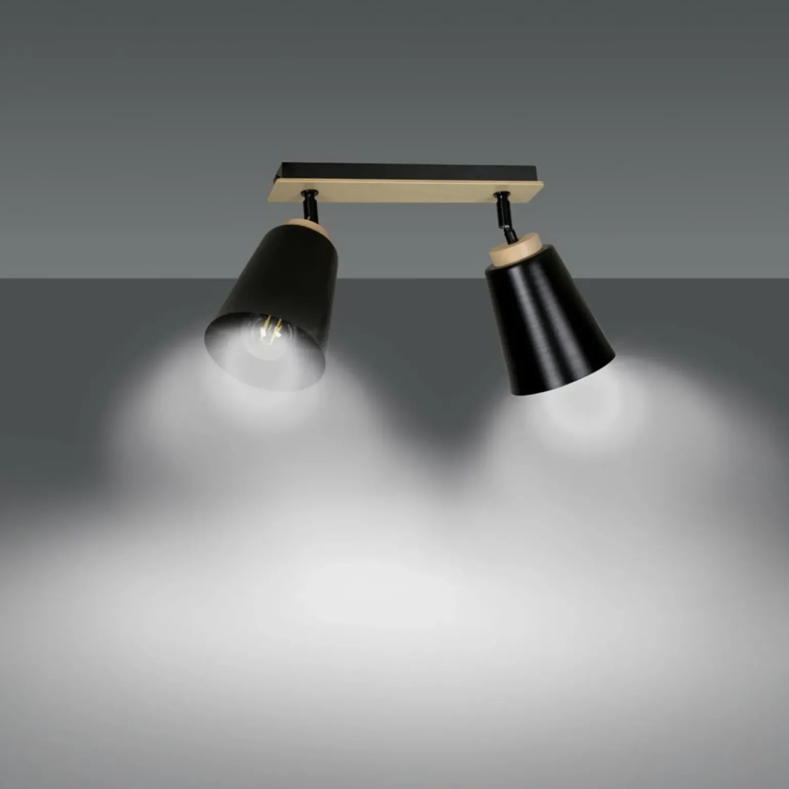 Sale Listwa w kolorze drewna z dwoma kloszami 725/2 | Kaja Oświetlenie Żyrandole Nowoczesne