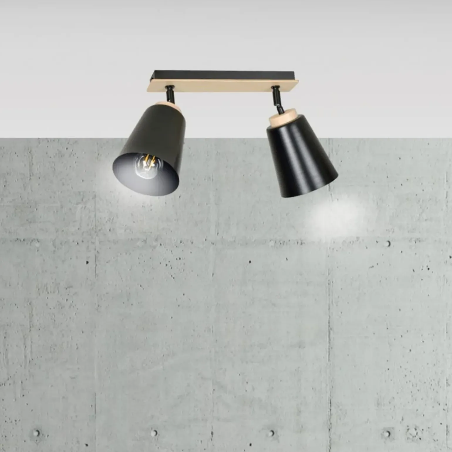 Sale Listwa w kolorze drewna z dwoma kloszami 725/2 | Kaja Oświetlenie Żyrandole Nowoczesne