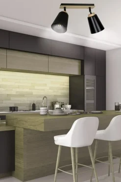 Sale Listwa w kolorze drewna z dwoma kloszami 725/2 | Kaja Oświetlenie Żyrandole Nowoczesne