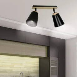 Sale Listwa w kolorze drewna z dwoma kloszami 725/2 | Kaja Oświetlenie Żyrandole Nowoczesne