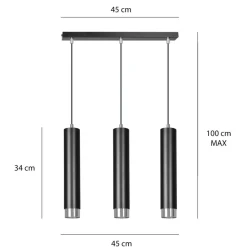 Best Listwa z 3 lampami wiszącymi nad stół w jadalni 643/3 | Kaja Żyrandole Nowoczesne