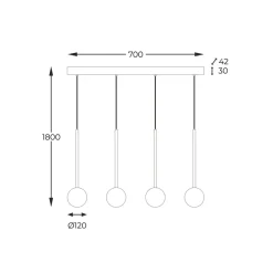 Best Listwa z wiszącymi kloszami kulami, do jadalni 5640 z serii ALI | Kaja Żyrandole Nowoczesne