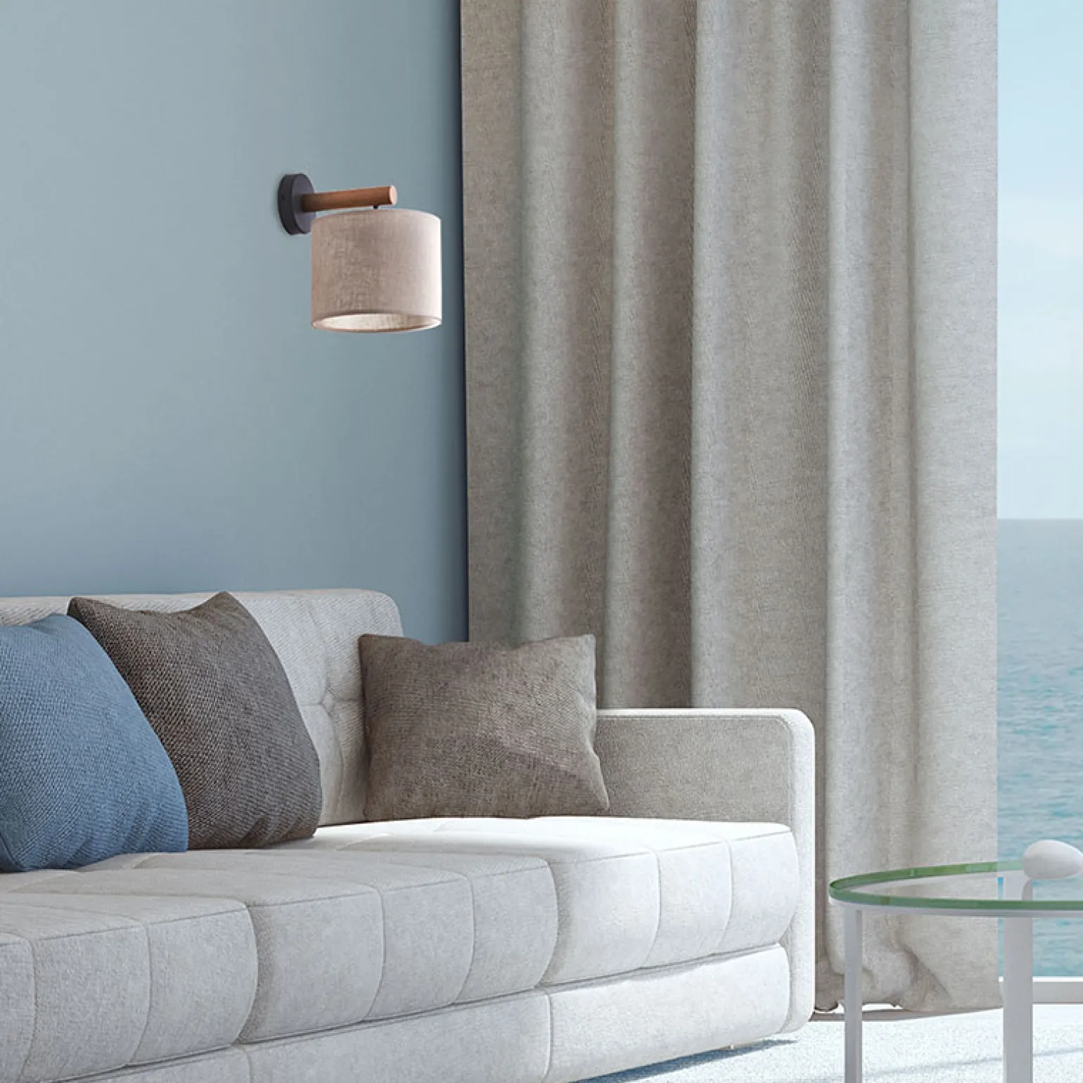 Sklep Kaja Lniany kinkiet z ciemnego drewna TK 6106 DEVA | Kaja Oświetlenie