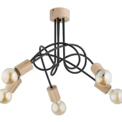 Clearance Loftowa lampa sufitowa z drewnianymi elementami AL 27435 TANGO | Kaja Żyrandole Nowoczesne