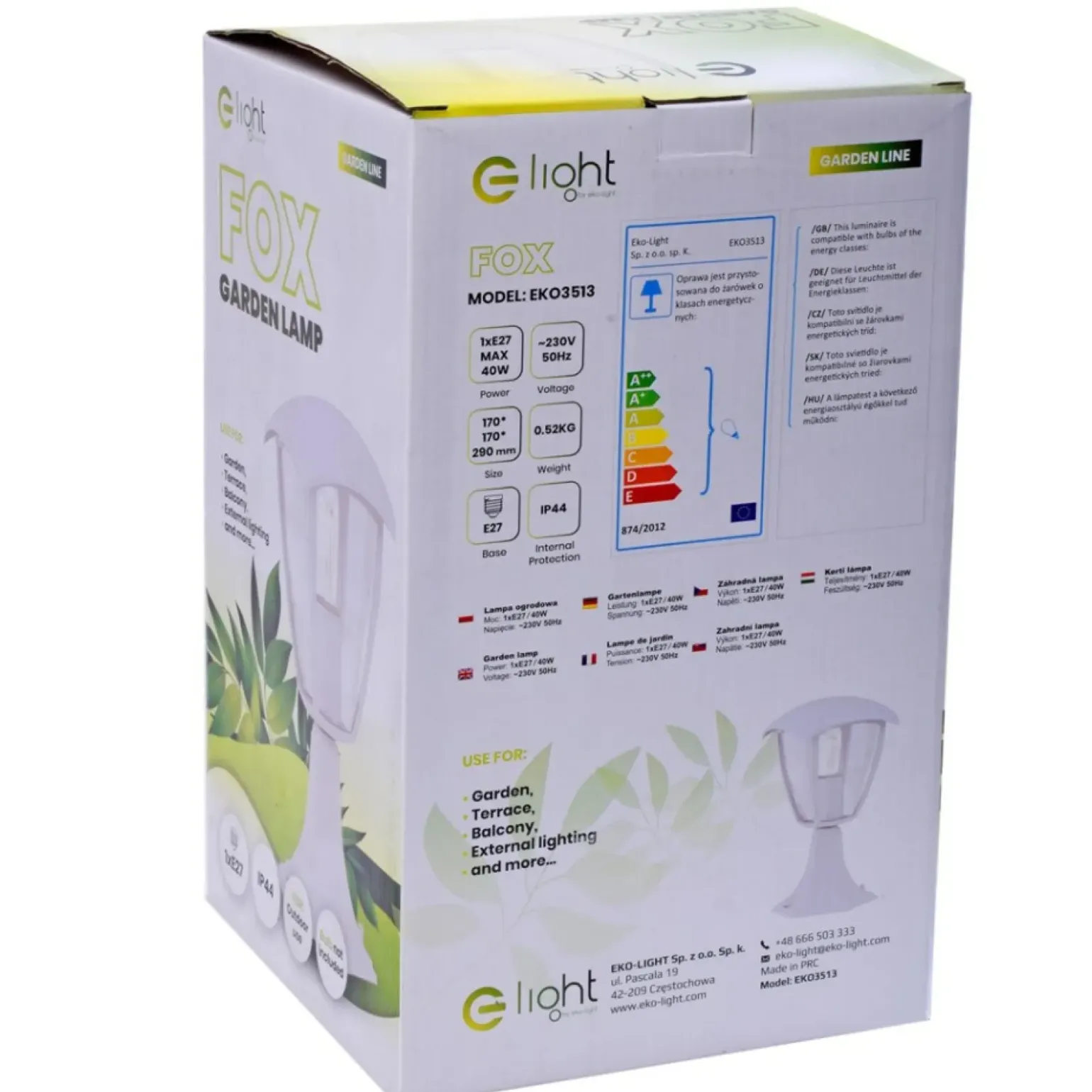 Sklep Kaja Mała, biała latarenka ogrodowa, niska lampa EKO3513 FOX | Kaja