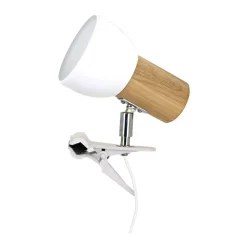 Sklep Kaja Mała, biało-brązowa lampka biurkowa na klips 2224174WK SVENDA | Kaja