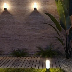 Sklep Kaja Mała, szara lampa ogrodowa stojąca 30cm O418FL-01GR z serii WILLIS