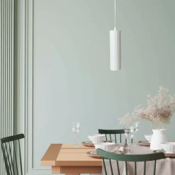 Discount Minimalistyczna, biała tuba wisząca LP-787/1P WH z serii TOKIO | Kaja Żyrandole Nowoczesne