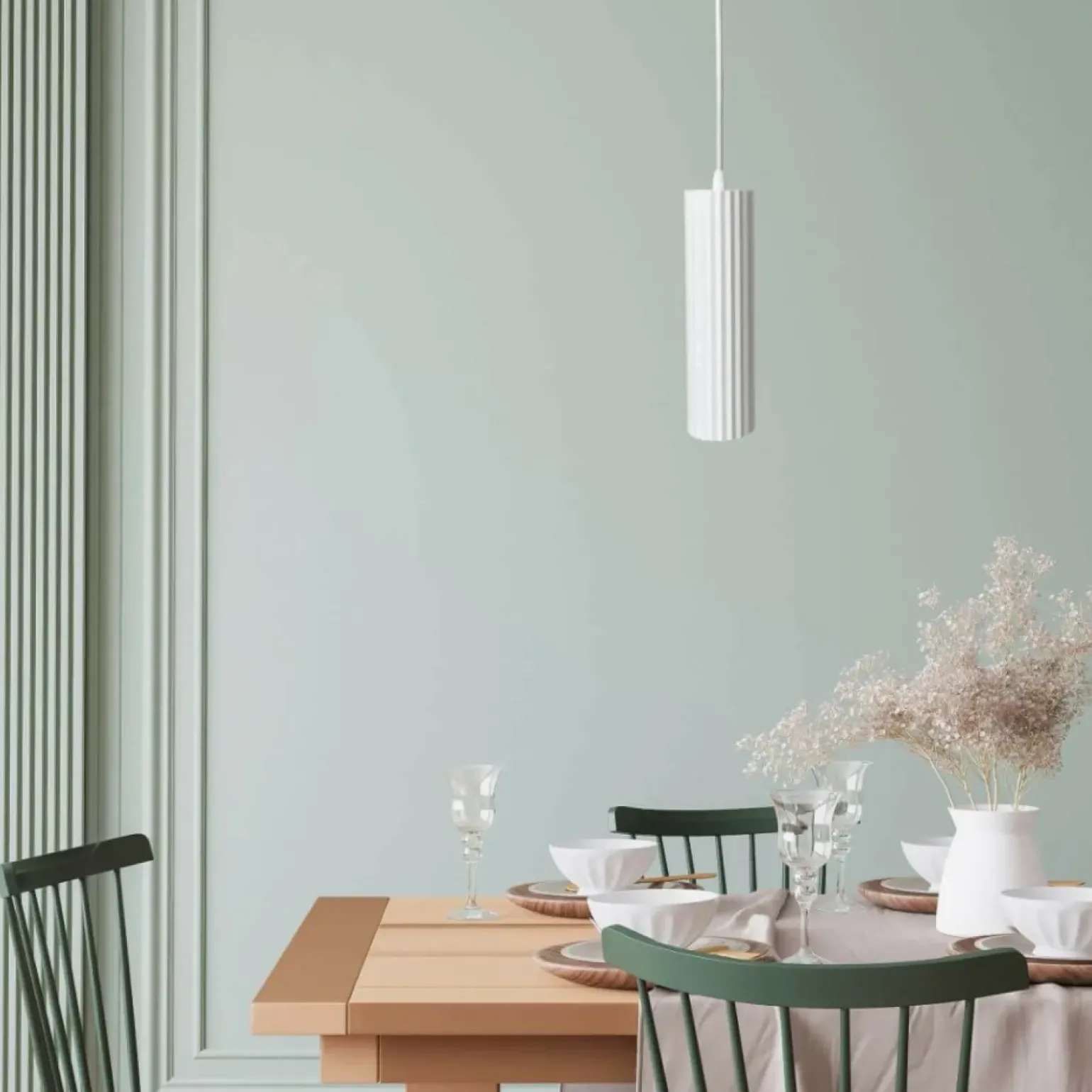 Discount Minimalistyczna, biała tuba wisząca LP-787/1P WH z serii TOKIO | Kaja Żyrandole Nowoczesne