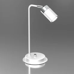 Sklep Kaja Minimalistyczna, biało-srebrna lampka biurkowa MLP7751 JOKER | Kaja