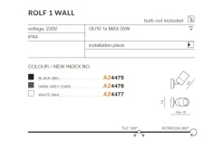 Sklep Kaja Minimalistyczna lampa ścienna regulowana AZ4476 ROLF | Kaja