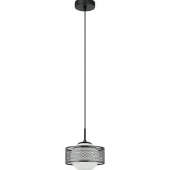 Best Minimalistyczna lampa wisząca ⌀20cm PND-55456-1M-BK z serii LOMICA Żyrandole Nowoczesne