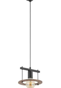 New Minimalistyczna lampa wisząca z drewnianą obręczą SIG 32483 COFFEE Żyrandole Nowoczesne