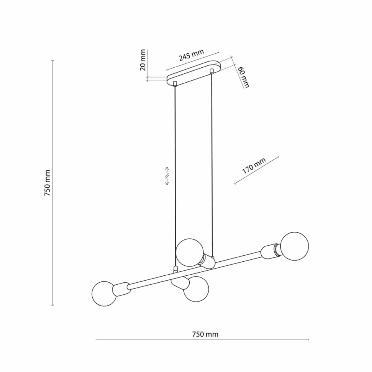 Store Minimalistyczna lampa wisząca na ozdobne żarówki TK 4836 z serii PORTO Żyrandole Nowoczesne