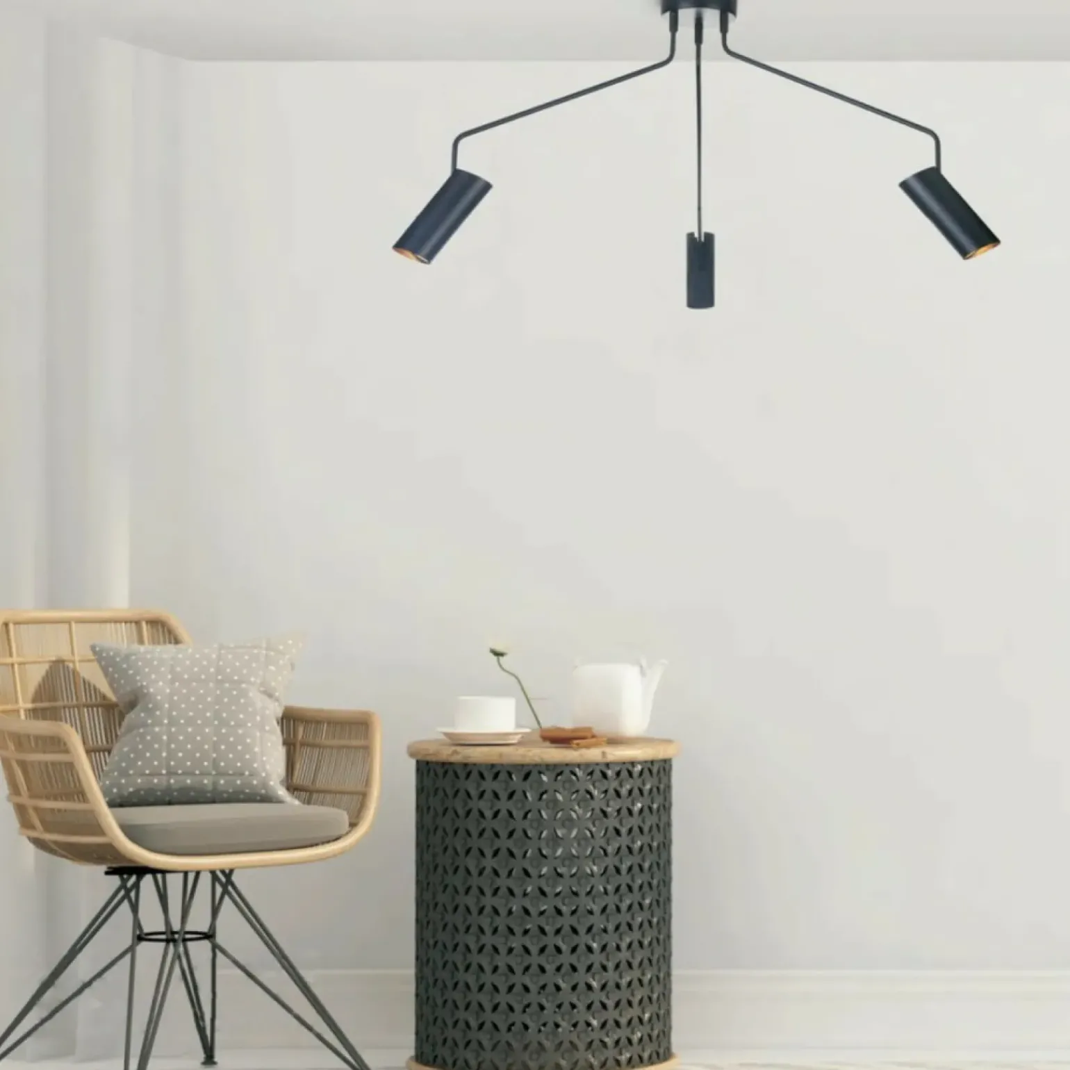 Online Minimalistyczna lampa z tubami LP-17001/3C BK FUTURO | Kaja Żyrandole Nowoczesne