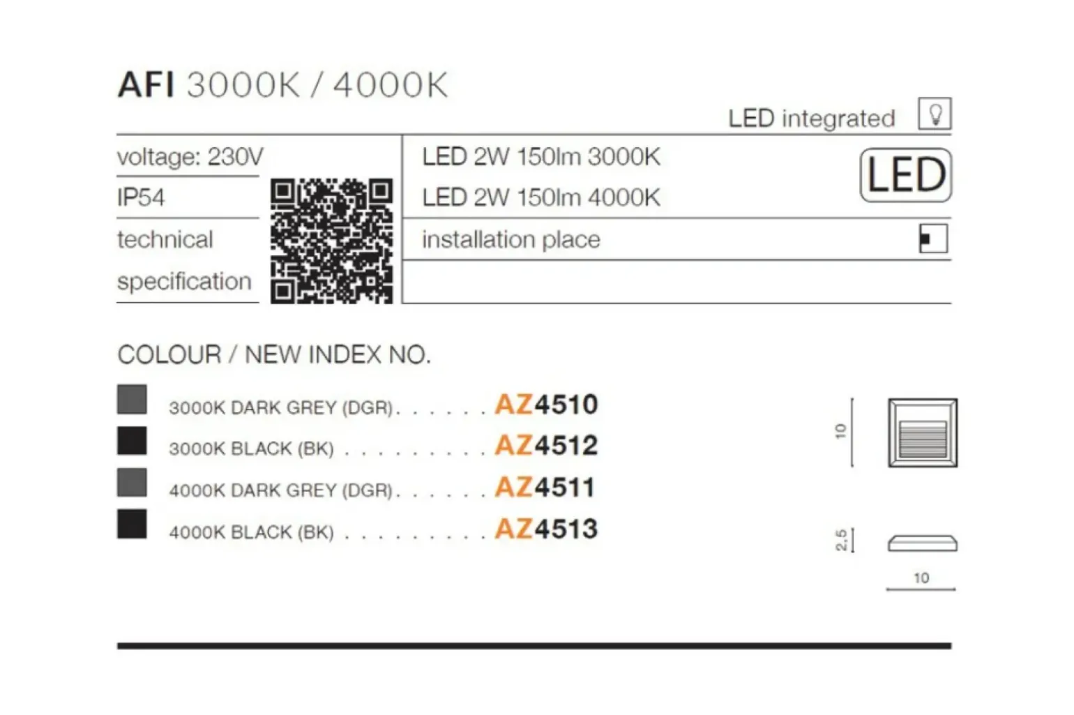Sklep Kaja Minimalistyczna oprawa podtynkowa, elewacyjna AZ4512 AFI | Kaja