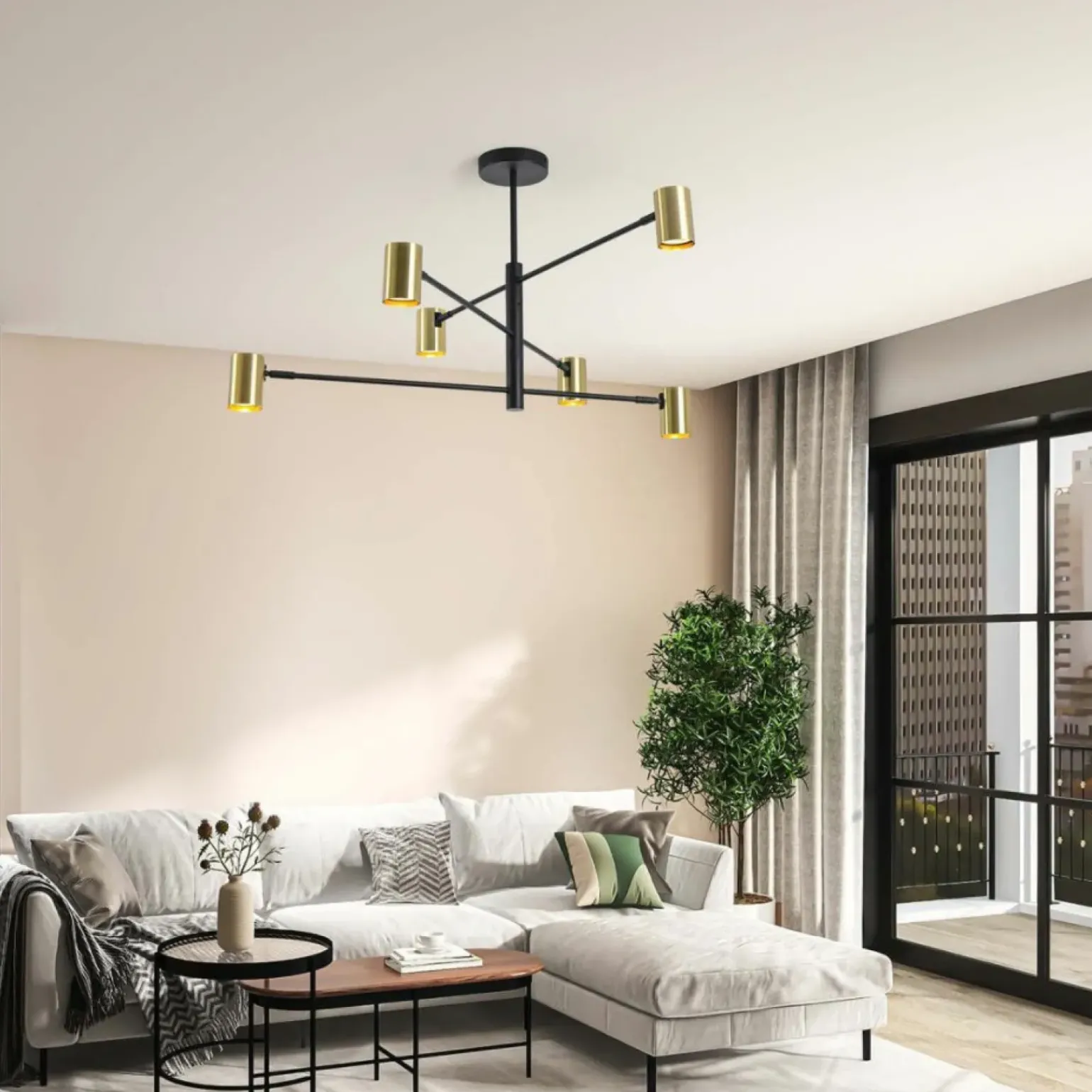 Store Minimalistyczna, regulowana lampa do salonu LP-731/6P GD z serii SNOW Żyrandole Nowoczesne