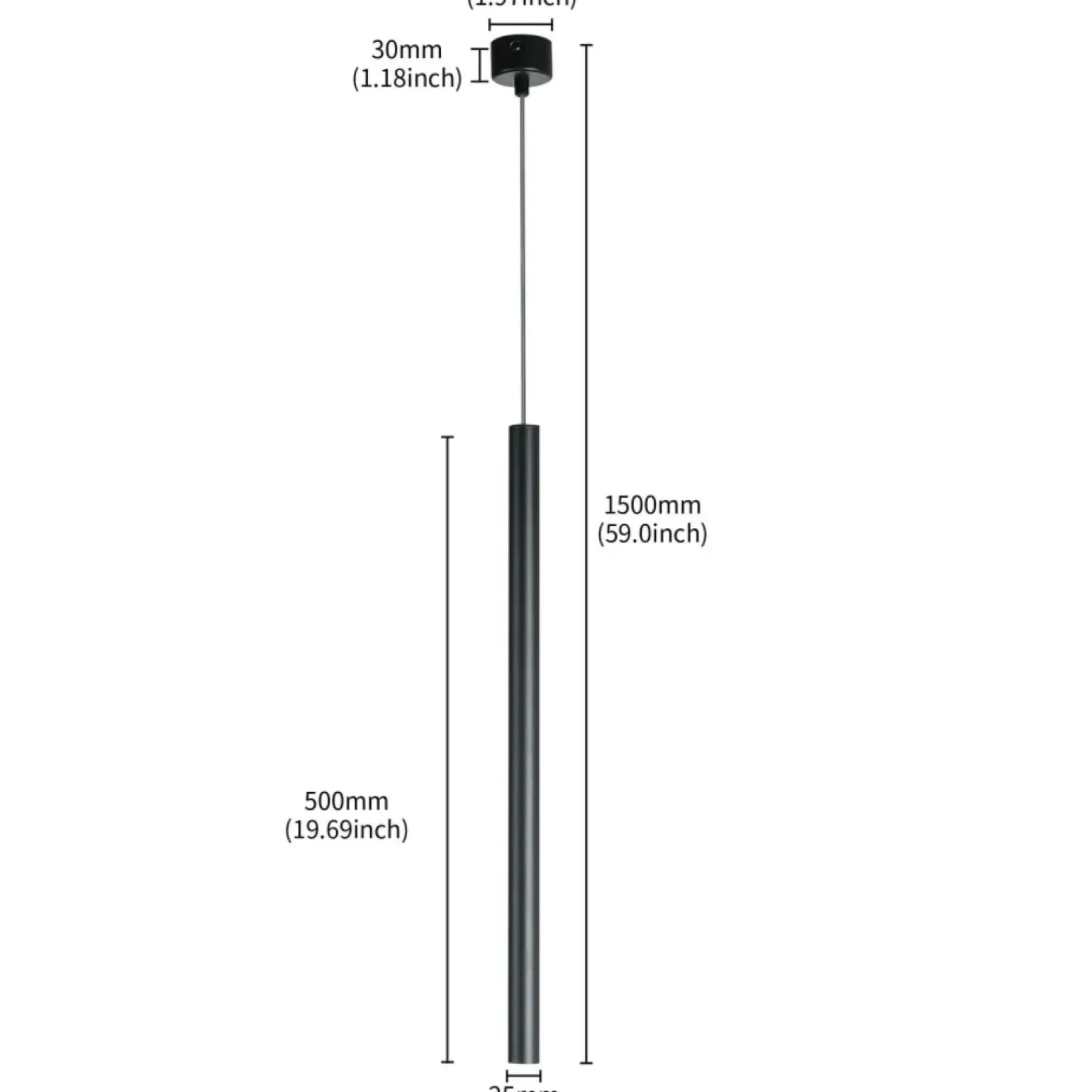 Sale Minimalistyczna tuba z regulowanym zwisem LP-894/1P BK z serii LUNGO Żyrandole Nowoczesne
