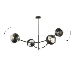 Best Molekularna, czarna lampa sufitowa do sypialni 1101/4 HUNTER | Kaja Żyrandole Nowoczesne