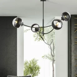 Best Molekularna, czarna lampa sufitowa do sypialni 1101/4 HUNTER | Kaja Żyrandole Nowoczesne