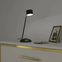 Sklep Kaja Niebanalna lampa biurkowa, czarno-złota MLP7764 z serii ARENA | Kaja Oświetlenie