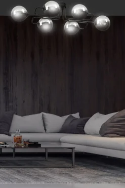 Store Niebanalna lampa sufitowa grafitowe klosze 832/6A | Kaja Oświetlenie Żyrandole Nowoczesne