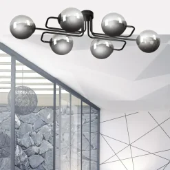 Store Niebanalna lampa sufitowa grafitowe klosze 832/6A | Kaja Oświetlenie Żyrandole Nowoczesne