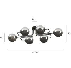 Store Niebanalna lampa sufitowa grafitowe klosze 832/6A | Kaja Oświetlenie Żyrandole Nowoczesne